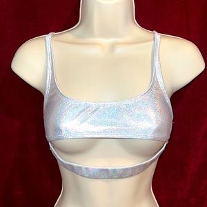 Under Boob, Silver, Shimmering CROP TOP